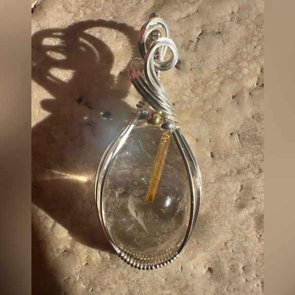 Sterling Silver Rutilated Quartz Necklace Pendant - Picture 4 of 8
